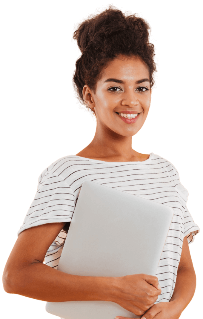 Young woman holding Laptop